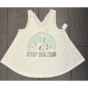 NWT Golden Girls White Swing Tank Top 80s Retro Stay Golden Shirt Size Large